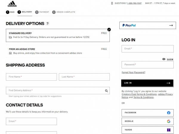 easy checkout process adidas