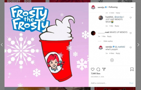 wendys engaging with the audience